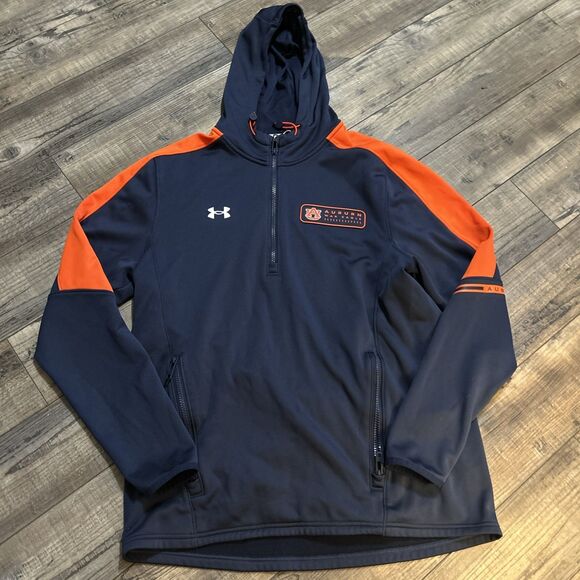 Under Armour Auburn Tigers Football Hoodie Sweatshirt Mens L Loose Fit Pullover - Picture 1 of 7